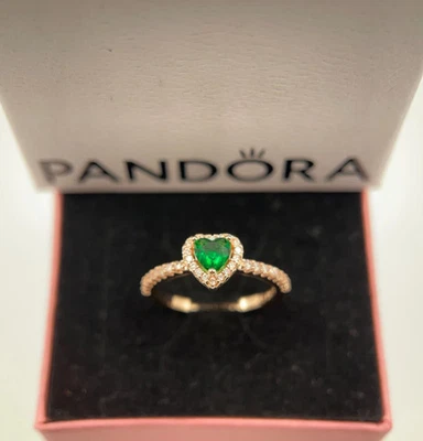 NEW 100% Authentic 14K Green Sparkle Elevated Heart Ring Size 7 - 188421C03 - Image 1 of 3