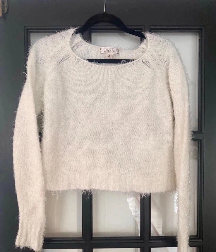 🩷Y2K DECREE M Suéteres Cortos Difusos Brillo Tejido Top Rojo Azul Blanco Conjunto de 3 Foto 1 de 4