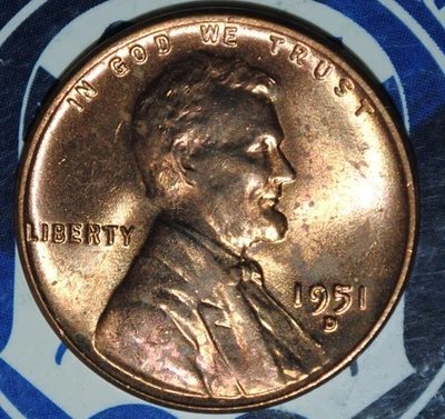 1951 D lincoln cent  {{{1A51 - Image 1 of 3