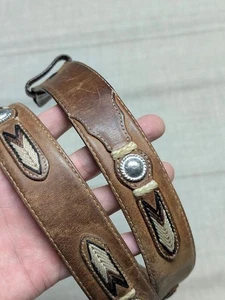 Cinturón hebilla vintage TONY LAMA SUROESTE cuero 40 marrón NATIVO AMERICANO - Imagen 1 de 12