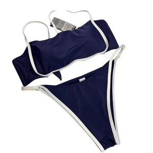 RELLECIGA NAVY BLUE WHITE TWO PIECE WOMEN BIKINI SIZE MEDIUM BRAND NEW WITH TAGS - Picture 1 of 8
