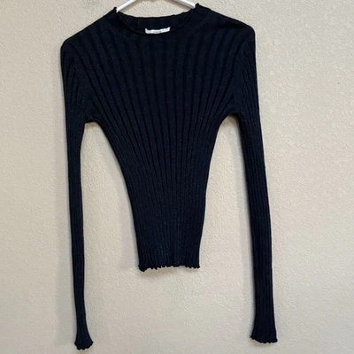 Suéter de lana acanalada metálico azul marino Vince para mujer talla mediana Foto 1 de 4