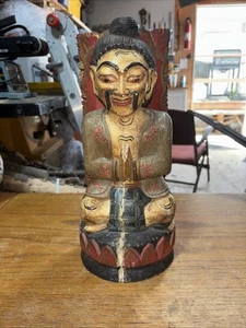 Vintage Antique Indonesian Folk Art Wooden Figure Wayang Golek 15”H - Picture 1 of 9