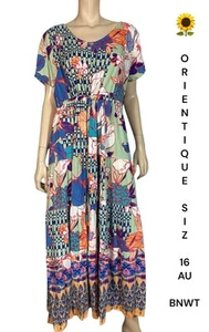 🌻ORIENTIQUE ICARIA DRESS LAYERED CAP SLEEVE MAXI BNWT SIZE 16AUL44 - Picture 1 of 12