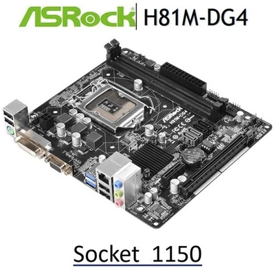 Scheda Madre Asrock H81M-DG4  socket 1150 con Mascherina Perfetta Cpu 4^ Gen - Immagine 1 di 4
