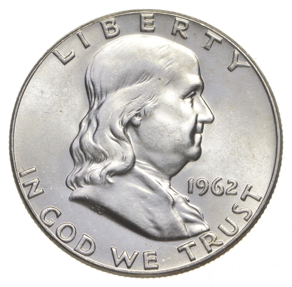 Choice Unc 1962 P Franklin Half Dollar Gem BU From Original Roll - Image 1 of 3