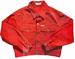 Vintage Guess USA Georges Marciano Small American Cropped Boxy Denim Jacket Red - Picture 1 of 8