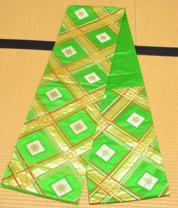 Seide Fukuro Obi 416cm Gürtel grün für Kimono Damen japanische Vintage Schärpe /527 - Bild 1 von 12
