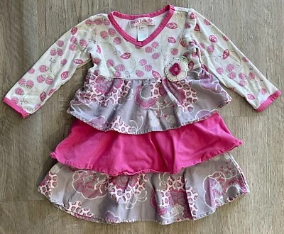 Vestido BABY LULU de Erin Murphy Adina Rosa Floral en Niveles Algodón Pana Talla 3T Foto 1 de 4