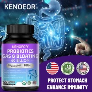 Probiotic Gas & Bloating Relief - 120 Capsules - Bacteria Colon Digestion - Picture 1 of 10