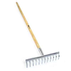 Hilka Stainless Steel Head 12 Tooth Rake Garden Bow Rake Hard Wood Handle - Picture 1 of 2