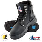 Steel Blue Argyle Zip Black Leather Work Boots Safety Toecap 312152