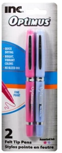 New Inc Optimus Felt Tip Pens Fine Point, 1 pack of 2 Pens~Optimus ~ Pink Purple - Picture 1 of 2