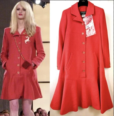 Chanel Vintage 2001 Barbie Red Pink Tweed Dress Coat 40 42 8 10 Jacket Vtg M L - Image 1 of 4