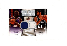 Shaquille O'Neal & Tim Duncan Dual Game Materials Jersey Card bx1b