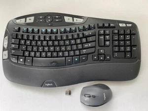 Logitech Wireless Wave K350 Keyboard w/ Mouse and USB Dongle Tested Works - Picture 1 of 13
