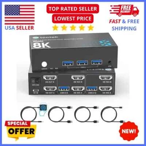 Interruptor KVM de doble monitor 8K 60Hz: 2 entradas de PC, control de mouse con teclado USB 3.0 - Imagen 1 de 6