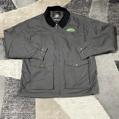 Chaqueta de Lona Dri Duck Hombres XL Gris Trabajo Bombardero Pana Cuello Manta Línea Logo Foto 1 de 4