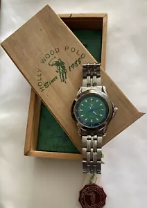 Hollywood Polo Watch / Steel Silver Band / Green Dial / Excellent Quality - Picture 1 of 4