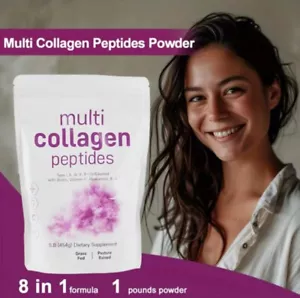 Multi Collagen Protein Powder-1lb Hydrolyzed Peptides I,II,III,V,X Unflavored - Picture 1 of 5