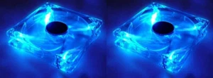 120mm x 25mm Computer Case Cooling 3 / 4 Pin Clear Fan with 4 Blue LED, Set of 2 - Picture 1 of 2
