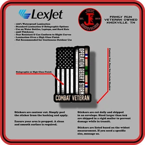 Desert Storm Veteran High Gloss Vinyl Sticker - Water Bottles/Laptops - Kuwait - Afbeelding 1 van 3