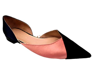 ZARA TRAFALUC BLACK-PINK NAVY SATIN FLAT LADIES SHOES WOMANS UK 6 - EUR 39 - Picture 1 of 5