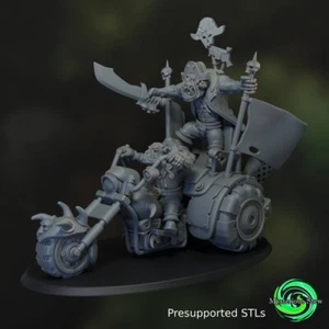 Captain Wheeled Feak Orc Bike - Grimdark  Biker - Space faring Ork - Sci-fi - Picture 1 of 1