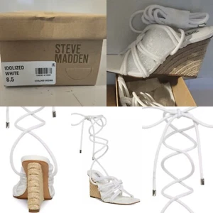 Steve Madden Womens IDOLIZED White Wedge Heels Shoes 8.5 M, New SANDAL SEXY - Picture 1 of 18