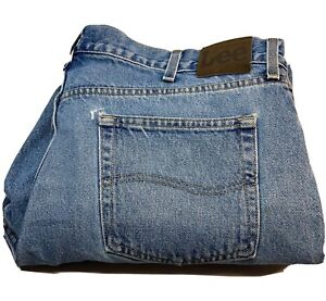 Lee Premium Mens Regular Straight Jeans Blue Dark Wash 5 Pockets Denim 40x30(216