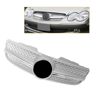 For Mercedes Benz R230 SL550 SL63 2007 2008 2009 1 fin Front Grille Grill Silver - Picture 1 of 5