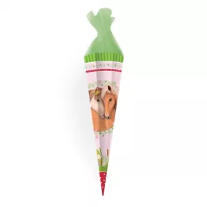 TRÖTSCH Schultüte 50 cm eckig Pferd rosa grün Zuckertüte - Bild 1 von 4