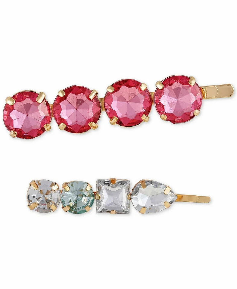 GUESS 2 piezas. Juego de pasadores Bobby de cristal tono dorado Foto 1 de 1