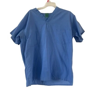Medline Scrub Top Women's Medium Navy Blue Short Sleeve V-Neck - Picture 1 of 9