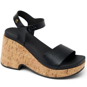 Reef CJ6493 Women's Sunset Sayulita Black Wedge Ankle Strap Slingback Sandal - Picture 1 of 8