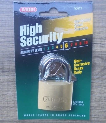ABUS 55/40C Solid Brass Padlock with Hardened Steel Shackle HIGH SECURITY 6 - Image 1 of 3