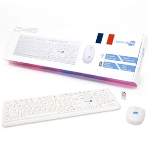 Kit Mouse And Keyboard Wireless Layout French Fr White Kit Set M&K Azerty - Picture 1 of 6