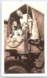 Vintage Sepia Photo of Family on Wagon Circa 1920s Original Paper - Picture 1 of 2