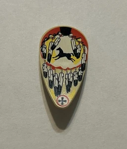 LEGO Parts: Indian Dreamcatcher Shield, Ovoid-Shaped, Feathers & Horse, Printed - Picture 1 of 3