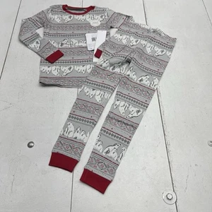 Burt's Bees Gray Fair Isle Polar Bear Snug Fit Pajamas Unisex Kids Size 6 - Picture 1 of 11