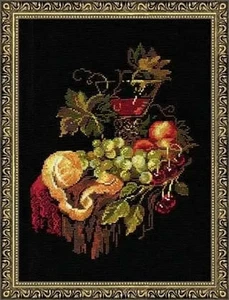 CLASSIC FRUIT, Counted Cross Stitch Kit, 24cm x 30cm on 16ct Evenweave Fabric - Imagen 1 de 1