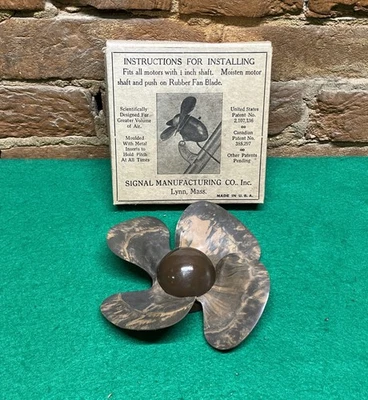 NOS Original 1920’s-40’s Rubber Accessory Fan Blade Replacement Swirled Brown - Image 1 of 4