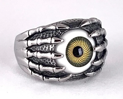 Anillo estilo motociclista marrón globo ocular esqueleto mano talla 10 acero inoxidable 79 para hombre Foto 1 de 4