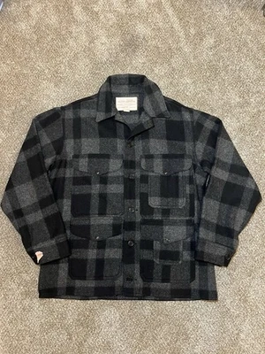 Filson Mackinaw Wool Cruiser Black Grey Plaid Mens LG 17-42 UNION MADE 1940s-50s - Image 1 of 4