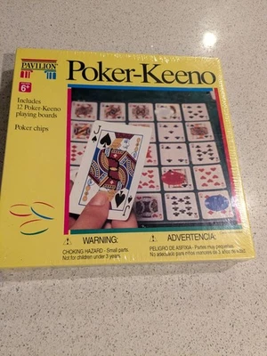 НОВЫЙ запечатанный павильон игры винтажный 1992 возрастов 6 + покер Keeno с фишками и 12 досок - Изображение 1 из 4