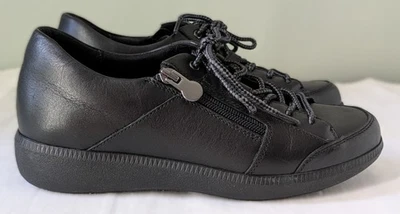 Munro Mujer Portia Zapatillas Cremallera en Cuero Caído Negro Talla 7W Foto 1 de 4