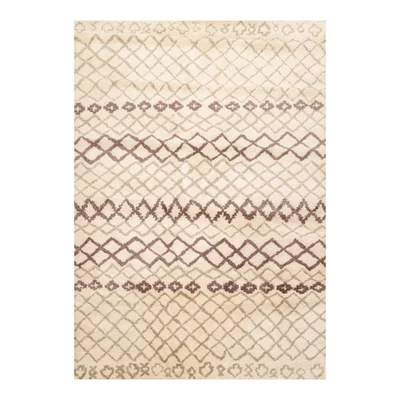 Handmade 100% Wool Modern Moroccan Area rug Ivory Gray Brown 5' x 7'4" - Image 1 of 4
