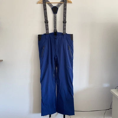 Spyder Snow Ski Snowboard Pants Mens Large Blue Bib Overalls Pockets Suspenders - Image 1 of 4