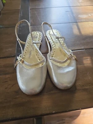 Juicy Couture Slingback Flats Metallic Leather Sz 5.5 Made In Italy - Image 1 of 4