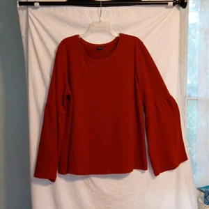 Kaari Blue Womens Ex Large Pullover Knit Sweater Blouse Red Long bell sleeves - Picture 1 of 3